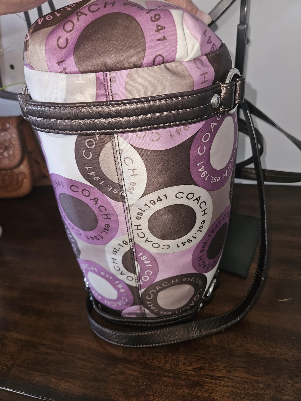 Coach Pink & Purple Logo Print Satchel